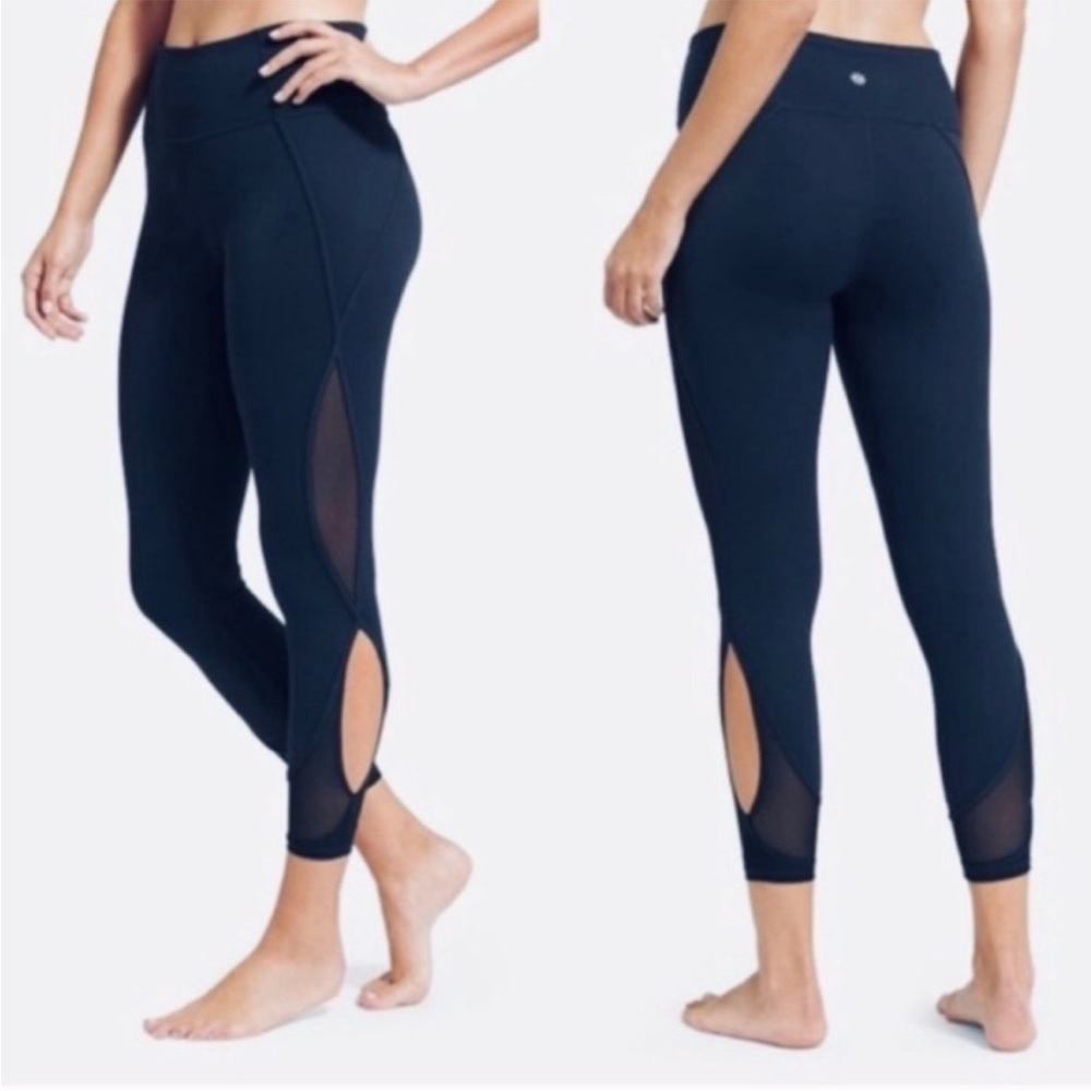 Athleta Mesh Side Slit Navy Leggings